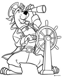 Scooby Doo pirate coloring page at ships helm