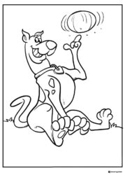 Scooby Doo playing with ball coloring sheet