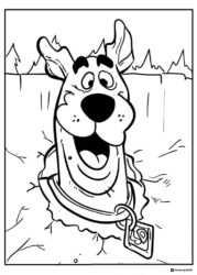 Scooby Doo popping out of ground coloring page