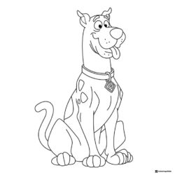 Scooby Doo sitting and smiling coloring page