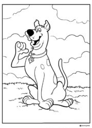 Scooby Doo sitting and waving coloring sheet