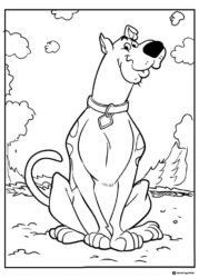 Scooby Doo sitting outdoors coloring page