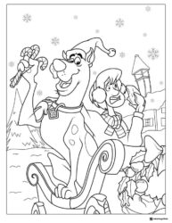 Scooby and Shaggy Christmas Coloring Page with candy cane