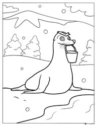 Sea lion with bucket coloring page