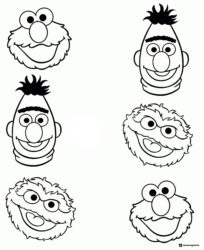 Sesame Street characters faces coloring page