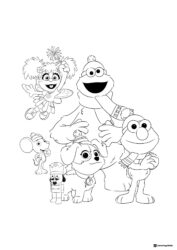 Sesame Street holiday group coloring page