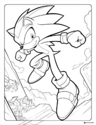 Shadow the Hedgehog Coloring Page in mid leap
