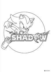 Shadow the Hedgehog Leaping with His Logo Coloring Page