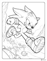 Shadow the Hedgehog Running Coloring Page with small enemies