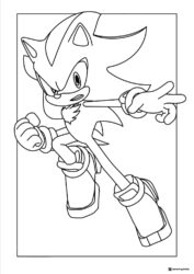 Shadow the Hedgehog in an Aggressive Action Pose Coloring Page