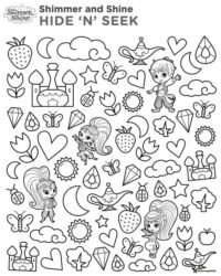 Shimmer and Shine Hide N Seek coloring activity page