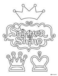 Shimmer and Shine logo with crowns coloring sheet