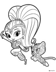 Shimmer and a patterned tiger cub coloring page