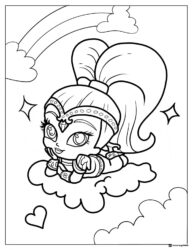 Shimmer on a cloud with a rainbow coloring page