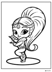 Shimmer on one foot with open hands coloring sheet