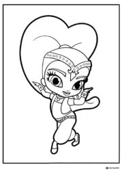 Shimmer with large heart shaped ponytail coloring page