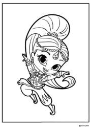 Shimmer with winking eye and jeweled headband coloring page