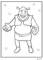 Shrek Coloring Page with Flower Border