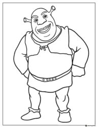 Shrek Smiling Hands on Hips Coloring Page