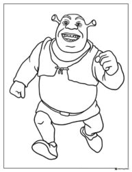 Shrek Smiling and Stepping Forward Coloring Page
