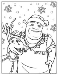 Shrek and Donkey Christmas Coloring Page