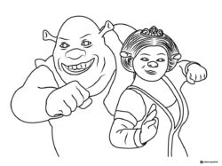 Shrek and Fiona Posing Coloring Page