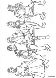 Shrek characters group photo coloring page