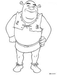Shrek full body smiling coloring page