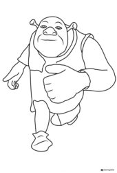 Shrek running forward coloring page