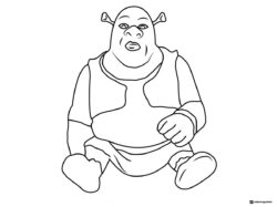 Shrek sitting on the ground coloring page