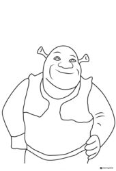 Shrek smiling close up coloring page