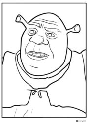 Shrek with a neutral expression coloring page