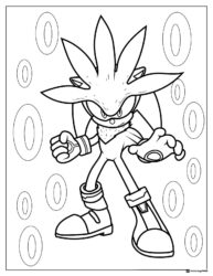 Silver the Hedgehog Action Pose Coloring Page with Floating Rings