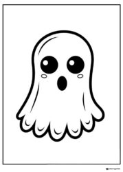 Simple Surprised Ghost Coloring Page