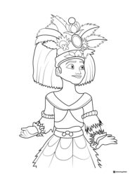 Sina Coloring Page wearing a traditional headpiece