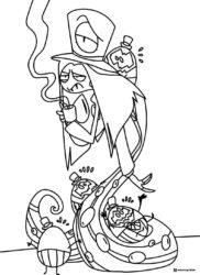 Sir Pentious Hazbin Hotel Coloring Page with Eggs