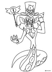 Sir Pentious Hazbin Hotel Coloring Sheet with staff