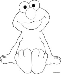 Sitting Elmo with happy expression coloring page