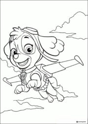 Skye Coloring Page Flying in the Sky with Wings
