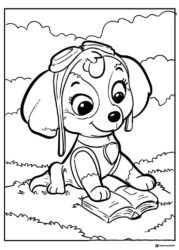 Skye Coloring Page Reading a Book