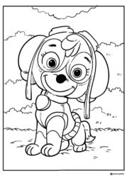 Skye Coloring Page with Aviator Goggles and Scarf