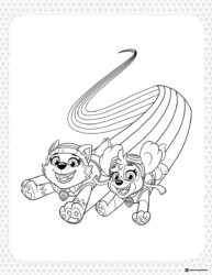 Skye and Everest Coloring Page with Rainbow Trail