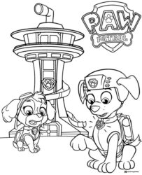 Skye and Marshall at Lookout Tower Coloring Page