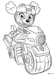 Skye on her Motorcycle Coloring Page