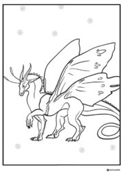 Slender dragon with large wings and antennae coloring page