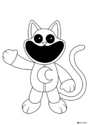 Smiling Critters CatNap Coloring Page waving 1