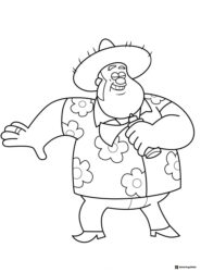 Smiling man with sombrero and drink coloring page