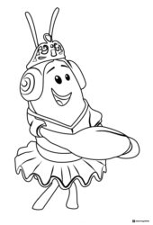 Smiling shrimp in a princess outfit coloring sheet