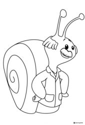 Smiling snail wearing a jacket coloring sheet