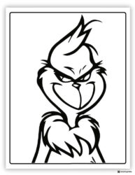 Smirking Grinch Coloring Page Close Up